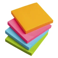 Sticky Notes, With Storage Tray, 3" x 3", Assorted Vivid Colors, 100 Sheets Per Pad, Pack Of 24 Pads