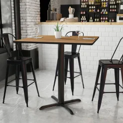 Stiles 42'' Square Walnut Laminate Table Top with 33'' x 33'' Bar Height Table Base