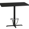 Stiles 30'' x 48'' Rectangular Black Laminate Table Top with 23.5'' x 29.5'' Bar Height Table Base and Foot Ring
