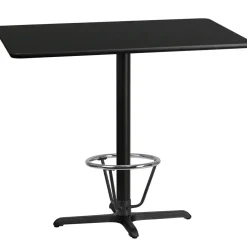Stiles 30'' x 48'' Rectangular Black Laminate Table Top with 23.5'' x 29.5'' Bar Height Table Base and Foot Ring