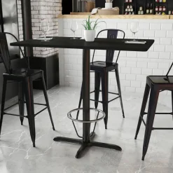 Stiles 30'' x 48'' Rectangular Black Laminate Table Top with 23.5'' x 29.5'' Bar Height Table Base and Foot Ring