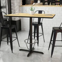 Stiles 30'' x 48'' Rectangular Natural Laminate Table Top with 23.5'' x 29.5'' Bar Height Table Base and Foot Ring