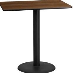 Stiles 24'' x 42'' Rectangular Walnut Laminate Table Top with 24'' Round Bar Height Table Base