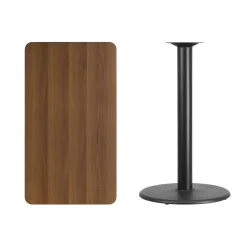 Stiles 24'' x 42'' Rectangular Walnut Laminate Table Top with 24'' Round Bar Height Table Base