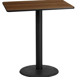 Stiles 30'' x 42'' Rectangular Walnut Laminate Table Top with 24'' Round Bar Height Table Base