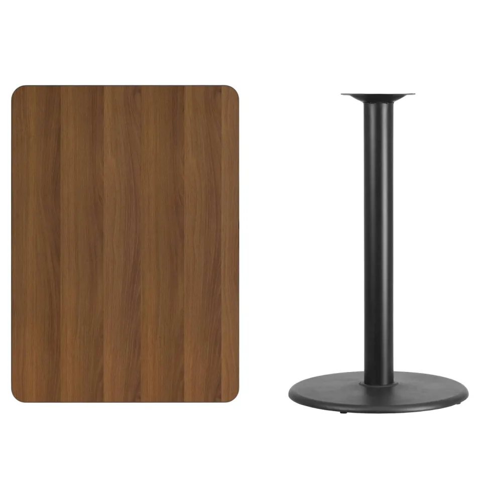 Stiles 30'' x 42'' Rectangular Walnut Laminate Table Top with 24'' Round Bar Height Table Base