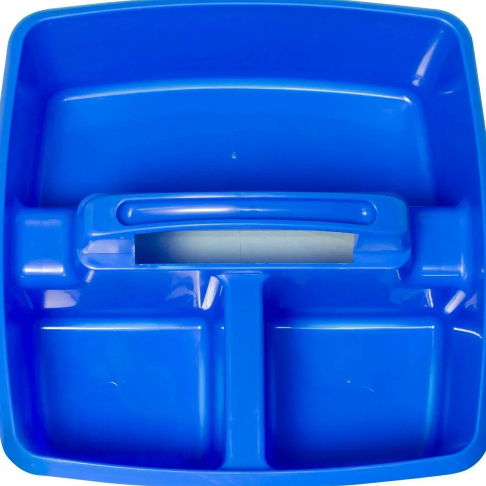 Storex Small Art Caddies, 3 Sections, 9.25" x 9.25" x 5.25", Assorted Colors, 5/Pack