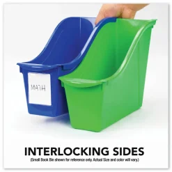 Storex Interlocking Book Bins with Clear Label Pouches, 4.75