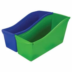 Storex Interlocking Book Bins with Clear Label Pouches, 4.75