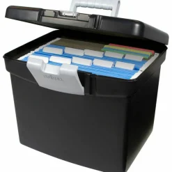 Storex Portable File Box with Large Organizer Lid, Letter Files, 13.25