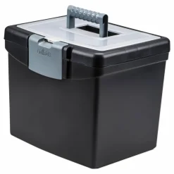 Storex Portable File Box with Large Organizer Lid, Letter Files, 13.25