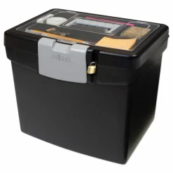 Storex Portable File Box with Large Organizer Lid, Letter Files, 13.25