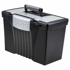 Storex Portable Letter/Legal Filebox with Organizer Lid, Letter/Legal Files, 14.5" x 10.5" x 12", Black