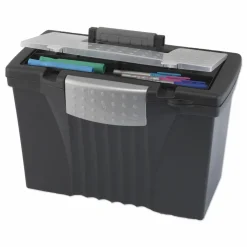 Storex Portable Letter/Legal Filebox with Organizer Lid, Letter/Legal Files, 14.5