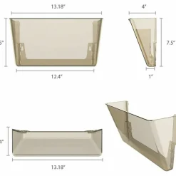 Storex Stacking Letter Size Wall Pockets, 7"H x 16"W x 4"D, Smoke, Pack Of 3 Wall Pockets
