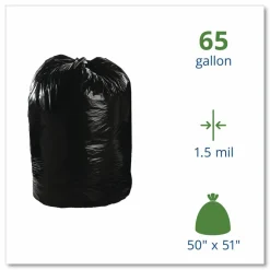 Stout 1.5 mil Trash Bags, 65 gal, 50"H x 51"W, Brown, 100 Bags