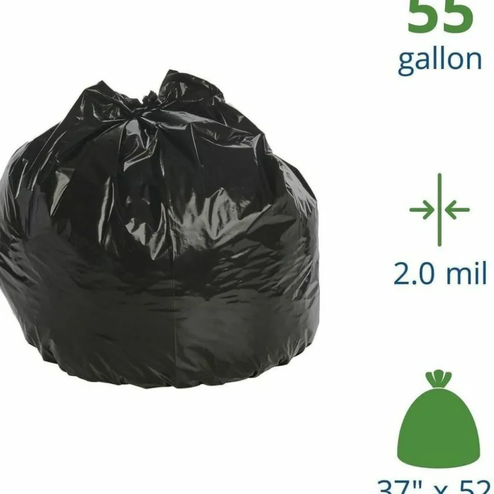 Stout Pest-Guard 2.00-mil Insect Repellent Trash Bags, 55 Gallons, 37" x 52", Black, Box Of 65