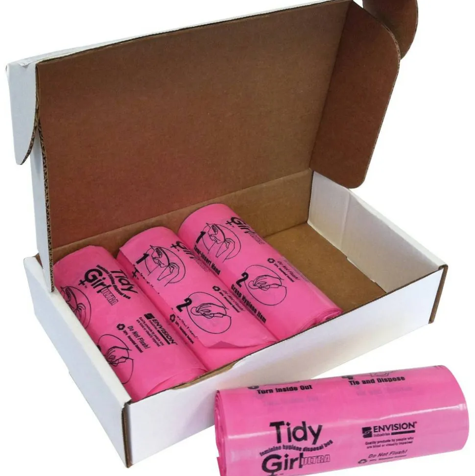 Stout Tidy Girl Feminine Hygiene Disposal Bags, Pink, 1.2 mil, Pack Of 600