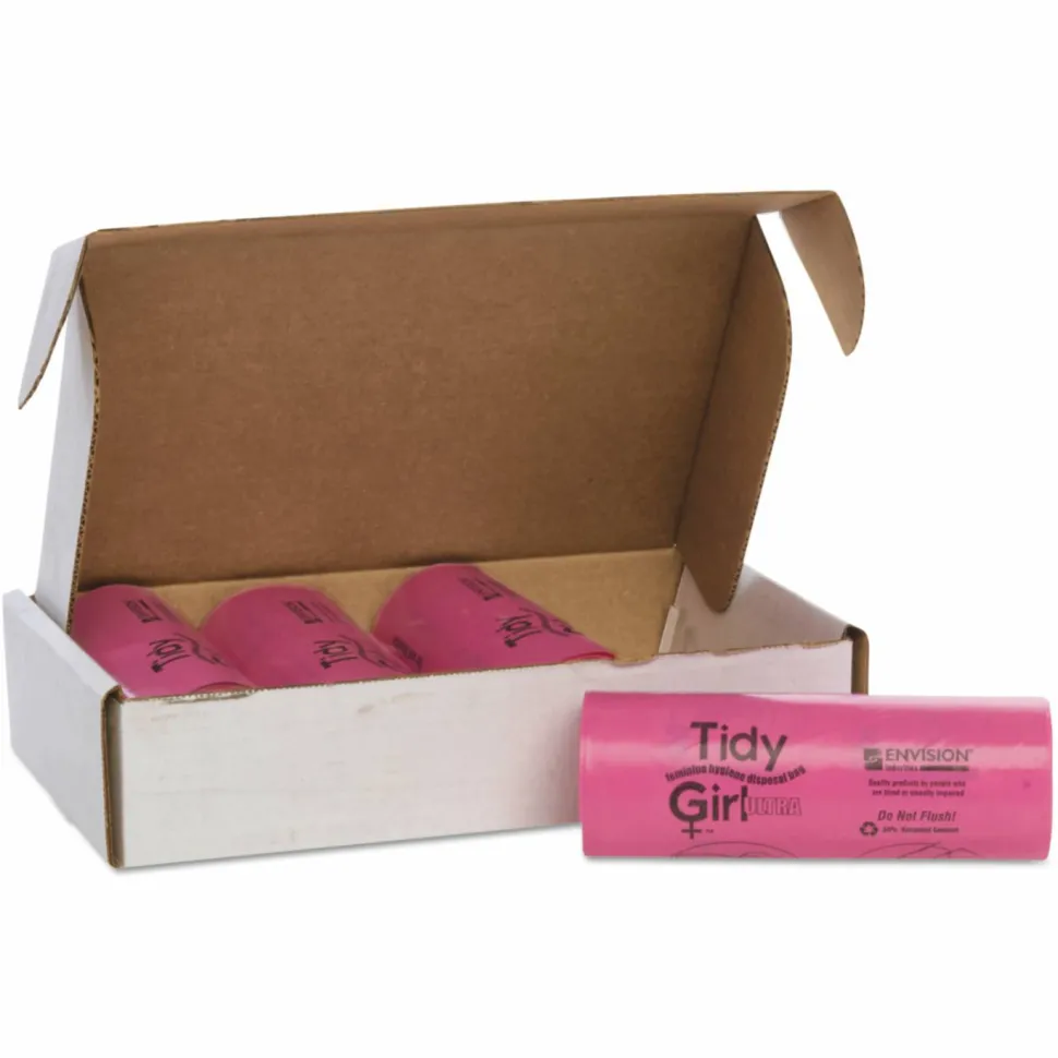 Stout Tidy Girl Feminine Hygiene Disposal Bags, Pink, 1.2 mil, Pack Of 600