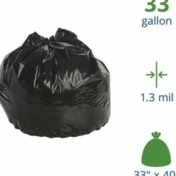 Stout Trash Bags, 1.3-mil, 33 Gallons, 33" x 40", Brown, Carton Of 100