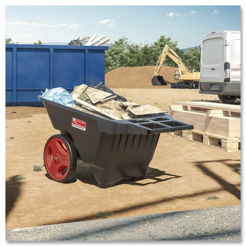 Suncast Commercial 9 cu ft Yard Cart, 28 x 49.5 x 27.5, Resin, Black