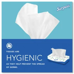 Surpass 2-Ply Facial Tissues, 45% Recycled, FSC Certified, White, 125 Per Box, Pack Of 60