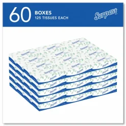 Surpass 2-Ply Facial Tissues, 45% Recycled, FSC Certified, White, 125 Per Box, Pack Of 60