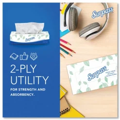 Surpass 2-Ply Facial Tissues, 45% Recycled, FSC Certified, White, 125 Per Box, Pack Of 60