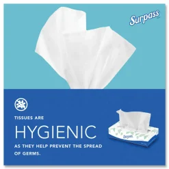 Surpass 2-Ply Facial Tissue, Unscented, 100 Tissues Per Box, Case of 30 Boxes