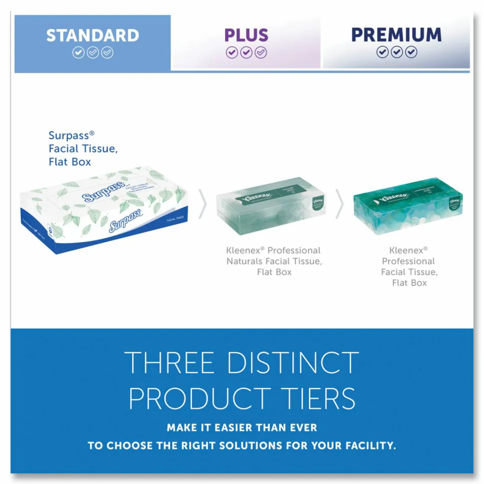 Surpass 2-Ply Facial Tissue, Unscented, 100 Tissues Per Box, Case of 30 Boxes