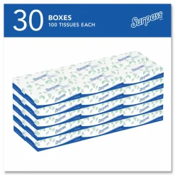 Surpass 2-Ply Facial Tissue, Unscented, 100 Tissues Per Box, Case of 30 Boxes