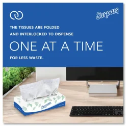 Surpass 2-Ply Facial Tissue, Unscented, 100 Tissues Per Box, Case of 30 Boxes