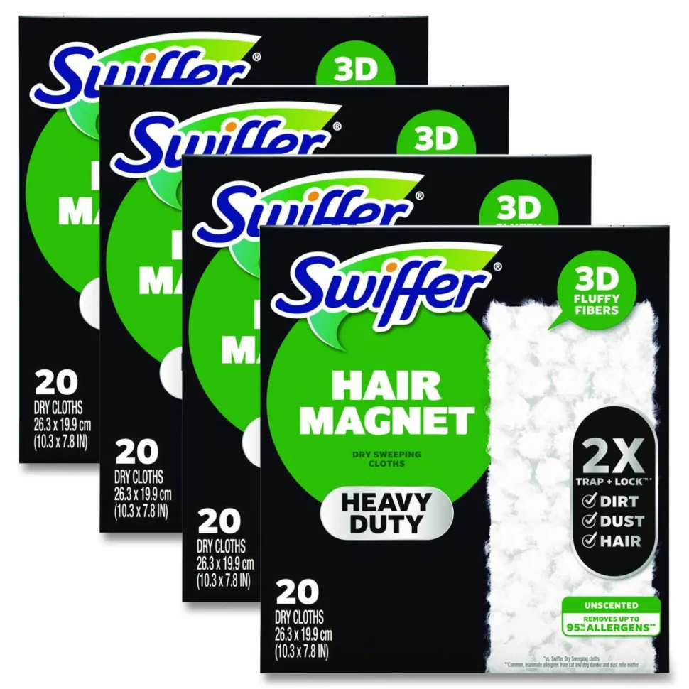 Swiffer Heavy-Duty Dry Refill Cloths, 10.3 x 7.8, White, 20/Pack, 4 Packs/Carton