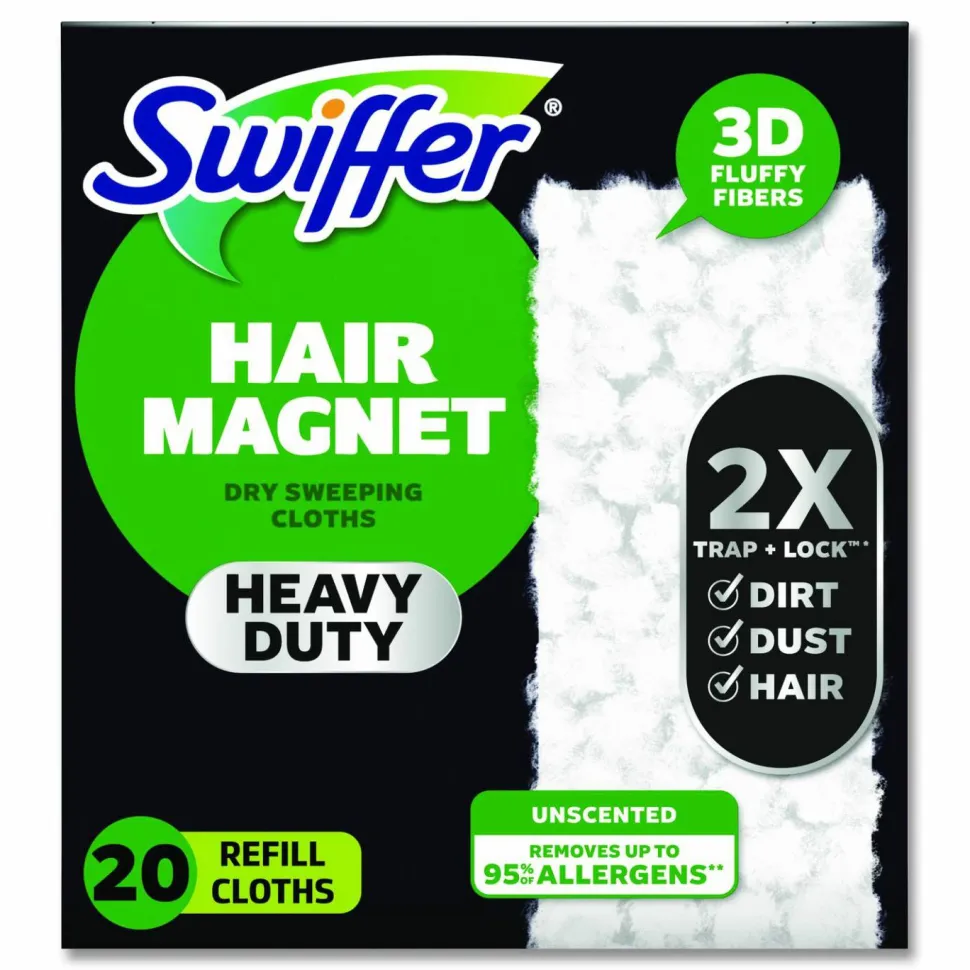 Swiffer Heavy-Duty Dry Refill Cloths, 10.3 x 7.8, White, 20/Pack, 4 Packs/Carton
