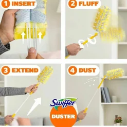 Swiffer Heavy Duty Dusters Starter Kit, Handle Extends to 3 ft, 1 Handle with 12 Duster Refills