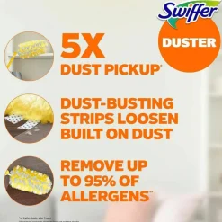 Swiffer Heavy Duty Dusters Starter Kit, Handle Extends to 3 ft, 1 Handle with 12 Duster Refills