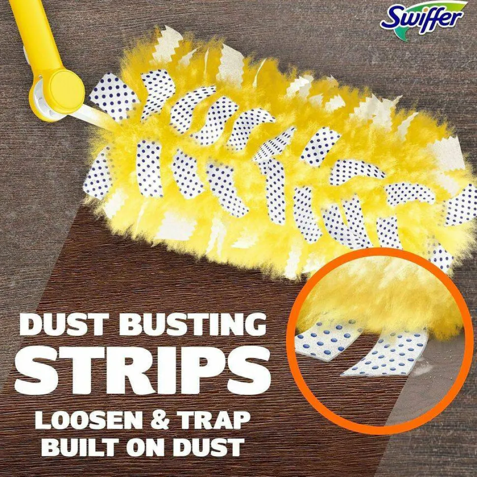Swiffer Heavy Duty Dusters Starter Kit, Handle Extends to 3 ft, 1 Handle with 12 Duster Refills