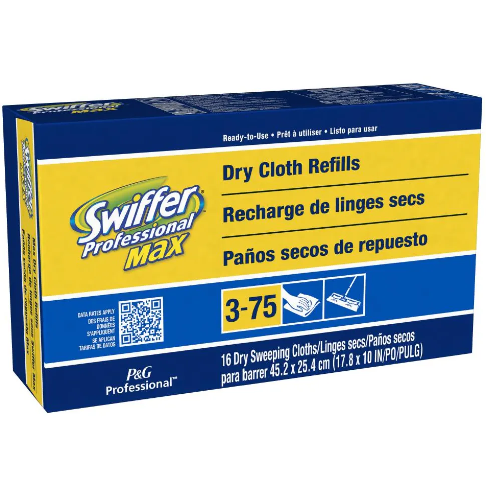 Swiffer Max/XL Dry Refill Cloths, 17.88 x 10, White, 16/Box, 6 Boxes/Carton