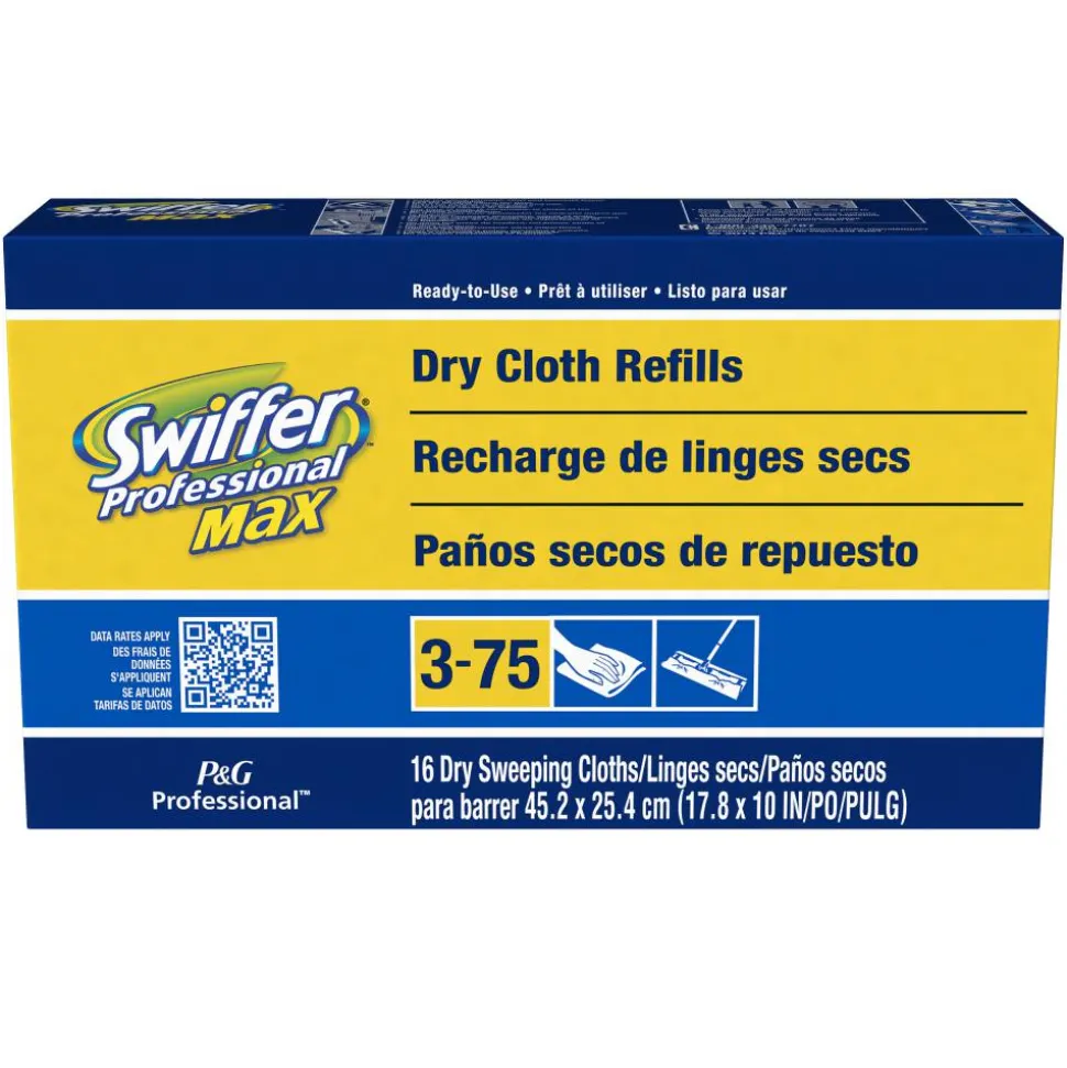 Swiffer Max/XL Dry Refill Cloths, 17.88 x 10, White, 16/Box, 6 Boxes/Carton
