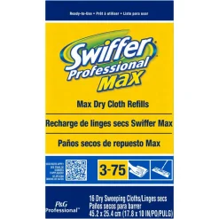 Swiffer Max/XL Dry Refill Cloths, 17.88 x 10, White, 16/Box, 6 Boxes/Carton