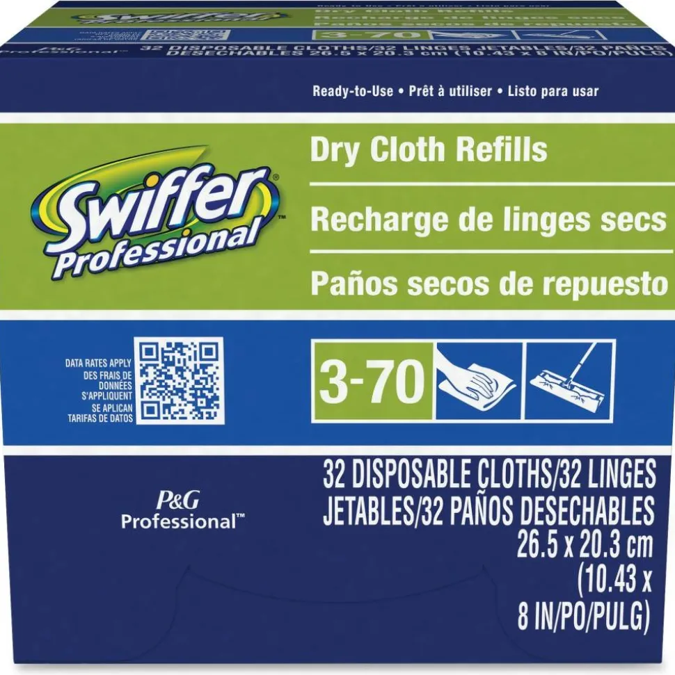 Swiffer Sweeper Dry Cloth Refills, 10-5/8" x 8", White, 32 Cloths Per Box, Carton Of 6 Boxes