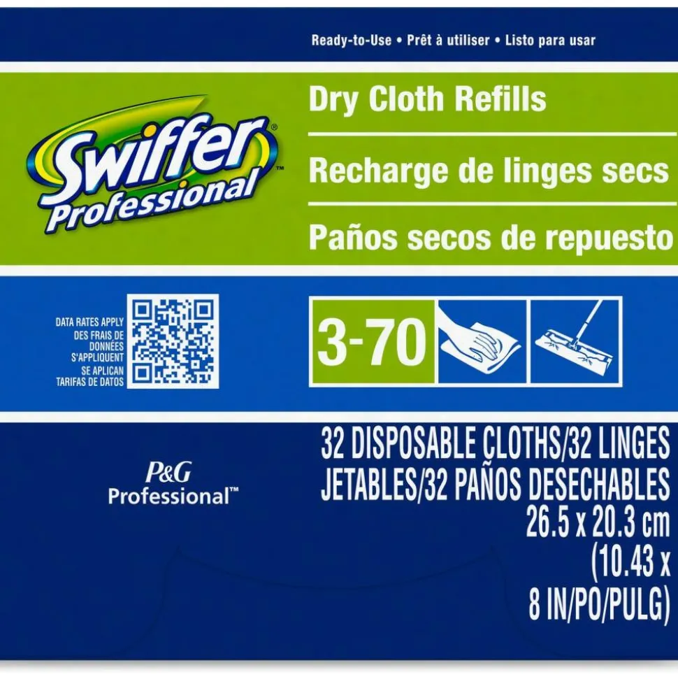Swiffer Sweeper Dry Cloth Refills, 10-5/8" x 8", White, 32 Cloths Per Box, Carton Of 6 Boxes