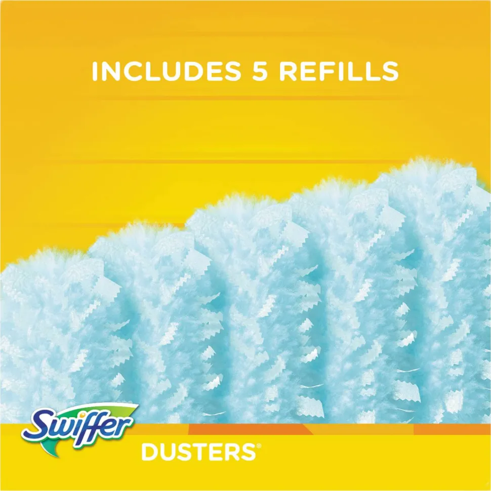 Swiffer Unscented Duster Kit - 5 pieces/Kit - 6 / Carton - Fiber - Blue, Yellow