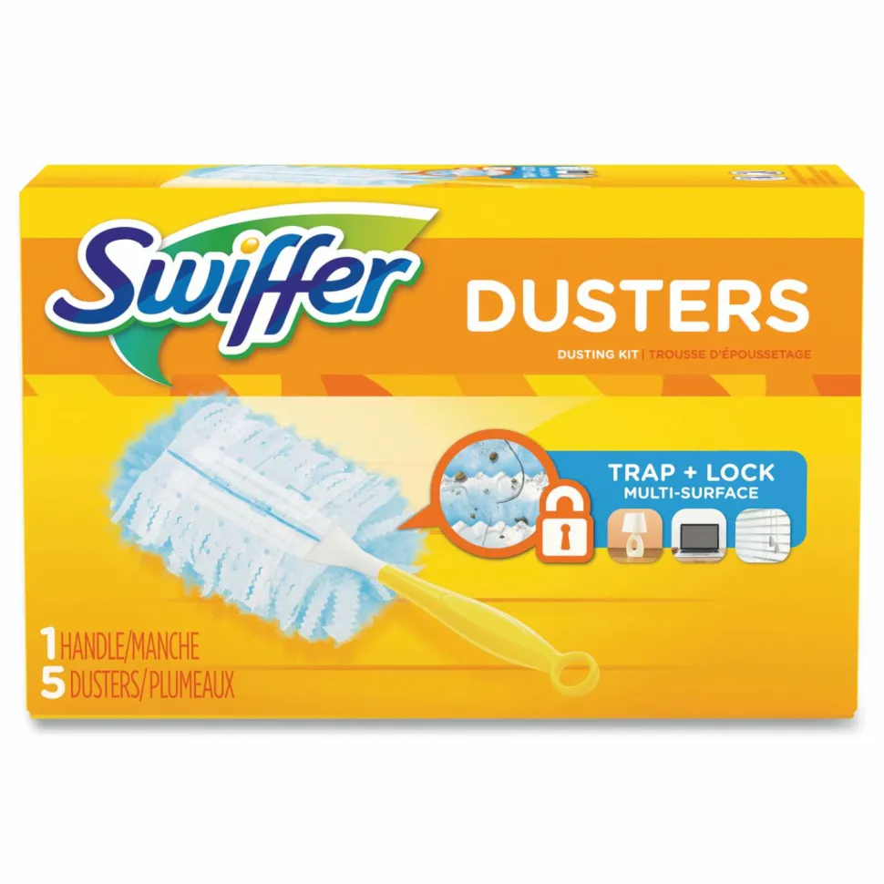 Swiffer Unscented Duster Kit - 5 pieces/Kit - 6 / Carton - Fiber - Blue, Yellow