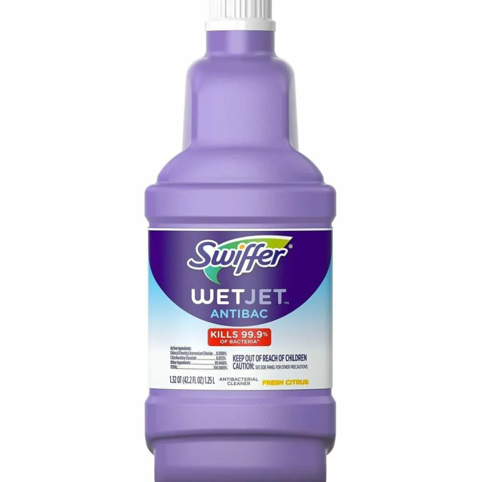 Swiffer WetJet Antibacterial Multipurpose Floor Cleaner, Fresh Citrus Scent, 42.2 Oz Bottle