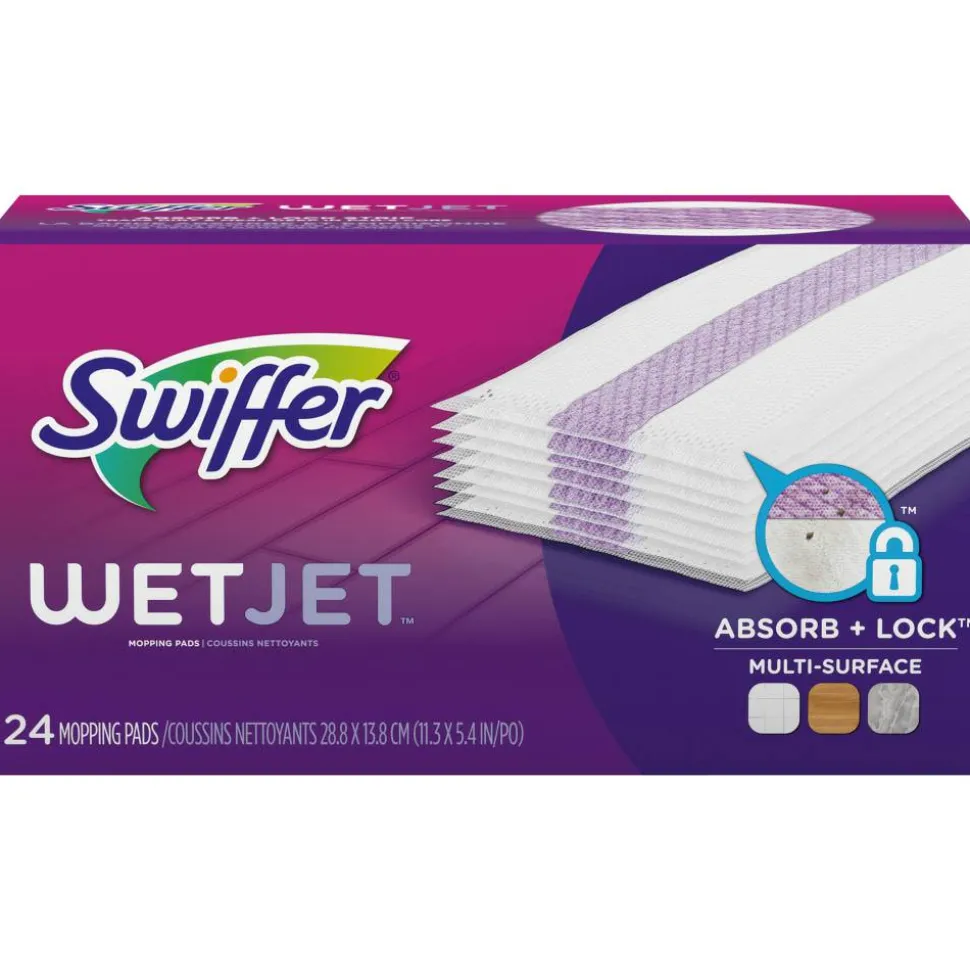 Swiffer WetJet System Refill Cloths, 14" x 3", 24 Cloths Per Pack, Box Of 4 Packs