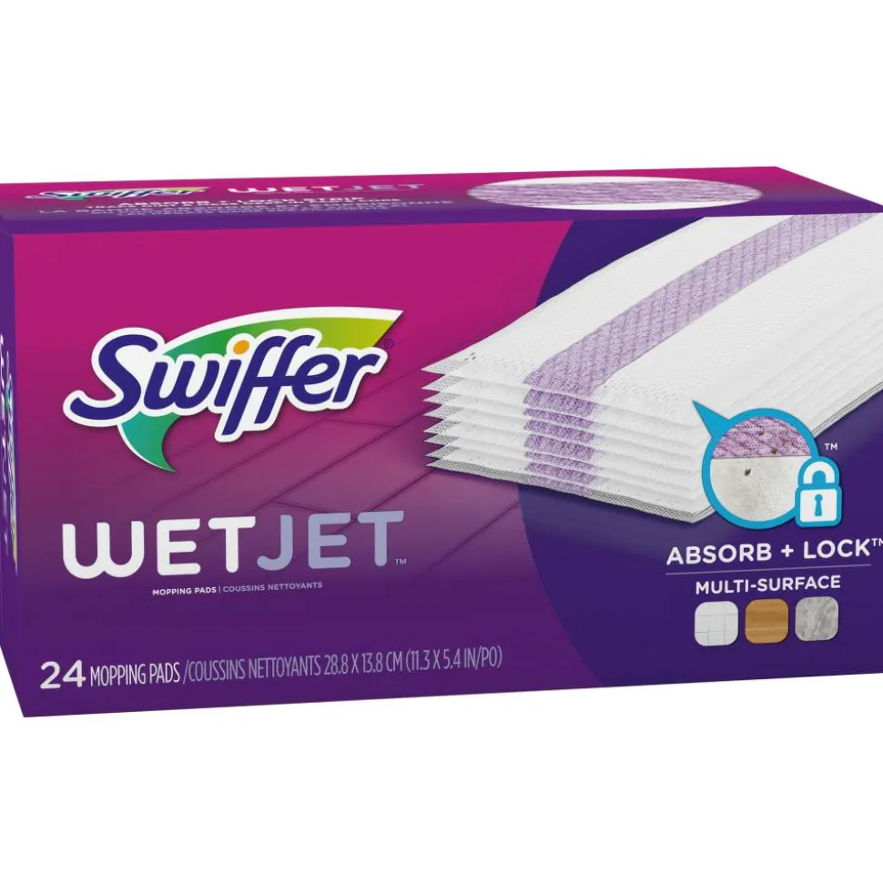 Swiffer WetJet System Refill Cloths, 14" x 3", 24 Cloths Per Pack, Box Of 4 Packs