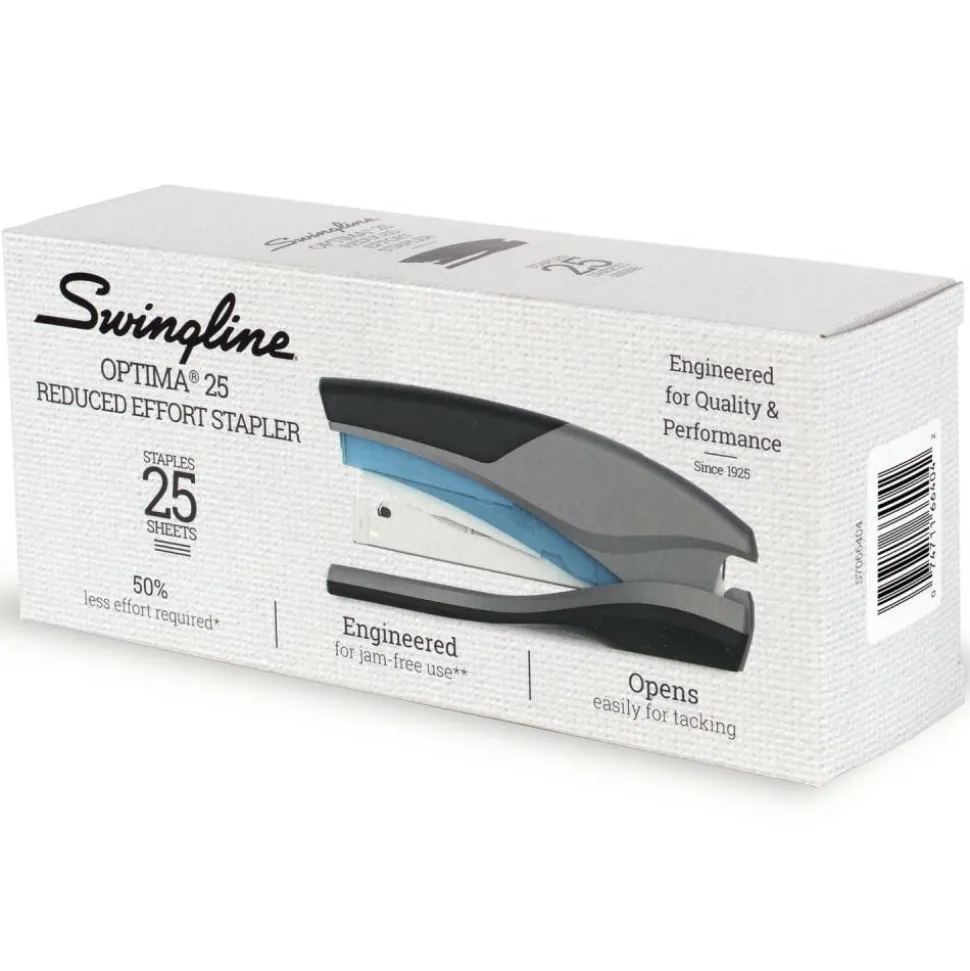 Swingline Optima 25 Reduced Effort Stapler, 25 Sheets Capacity, Blue/Gray