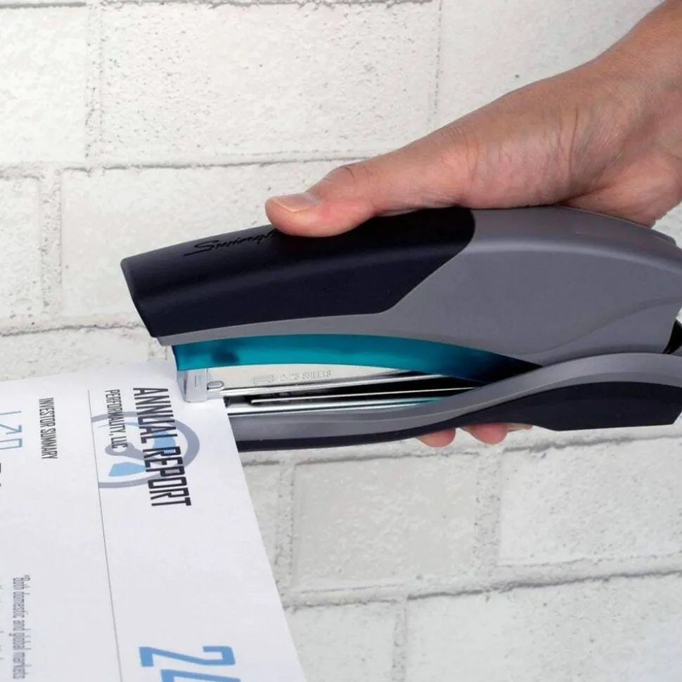 Swingline Optima 25 Reduced Effort Stapler, 25 Sheets Capacity, Blue/Gray