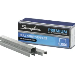 Swingline S.F. 4 Premium Staples, 1/4" Full Strip, Silver, 5,000 Per Pack, Case Of 5 Packs